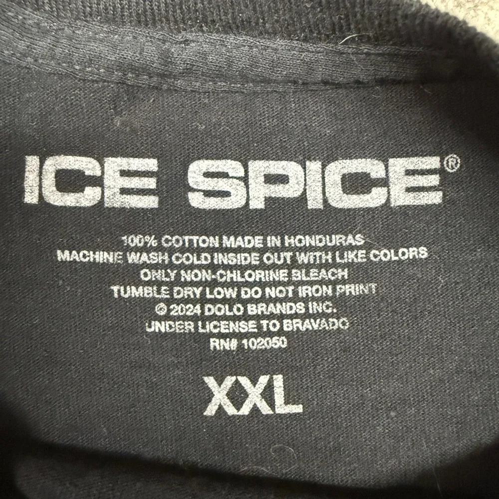 Ice Spice Graphic T-Shirt XXL Black Short Sleeve Cotton Bravado Music Merch Tee